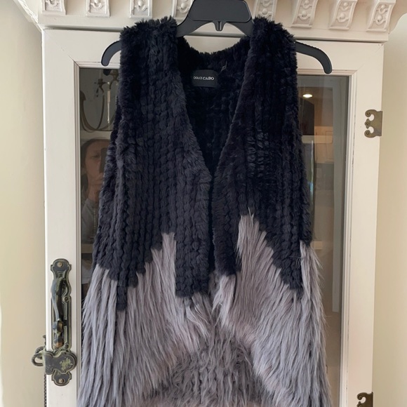 Faux Fur Vest Black and Gray - Picture 1 of 2